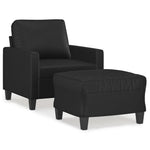 Fekete műbőr kanapéfotel lábtartóval 60 cm 2