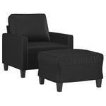 Fekete műbőr kanapéfotel lábtartóval 60 cm 3