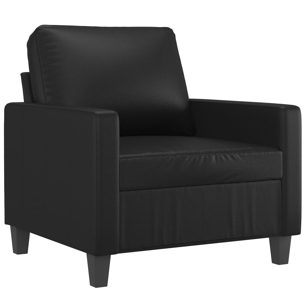 Fekete műbőr kanapéfotel lábtartóval 60 cm 4