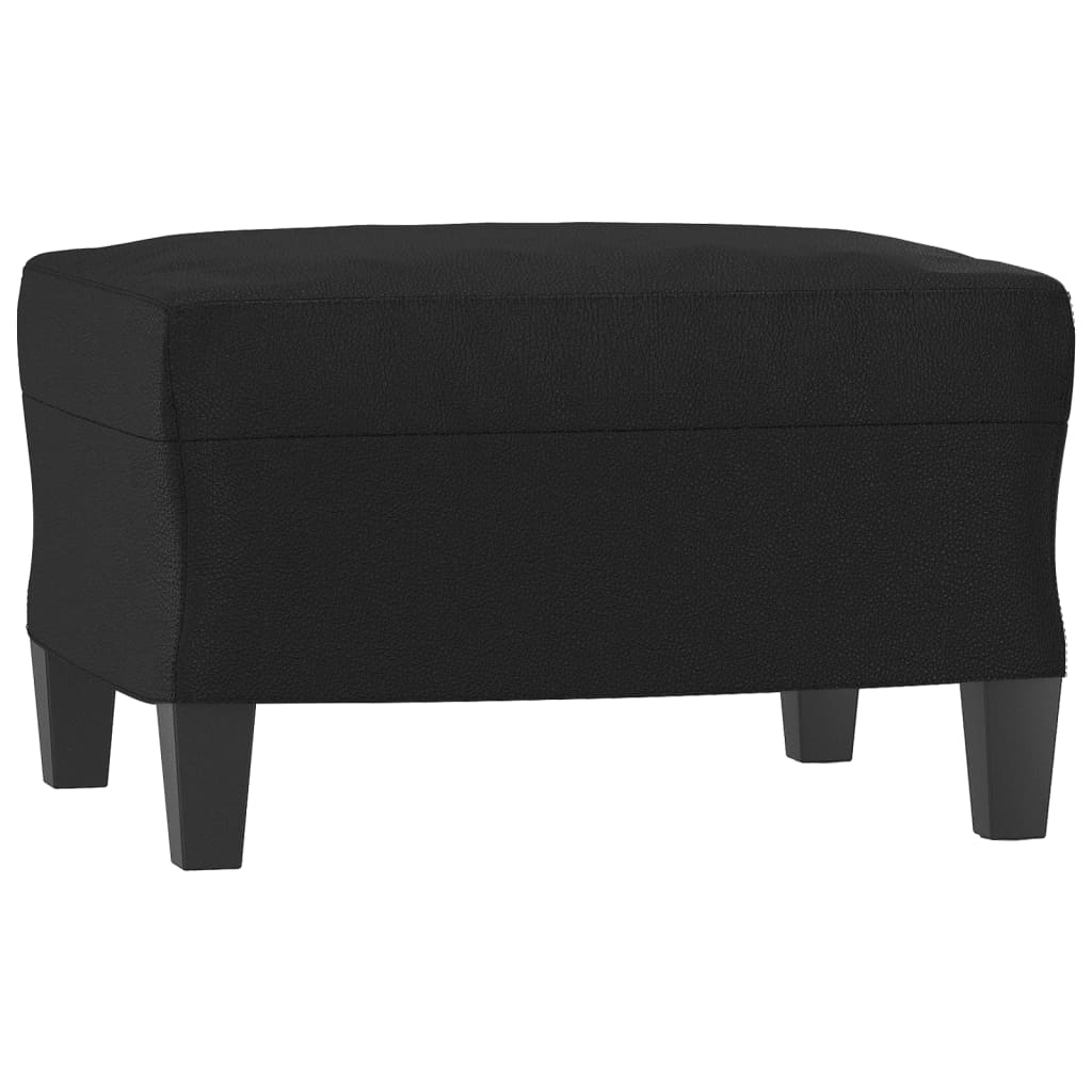 Fekete műbőr kanapéfotel lábtartóval 60 cm 5