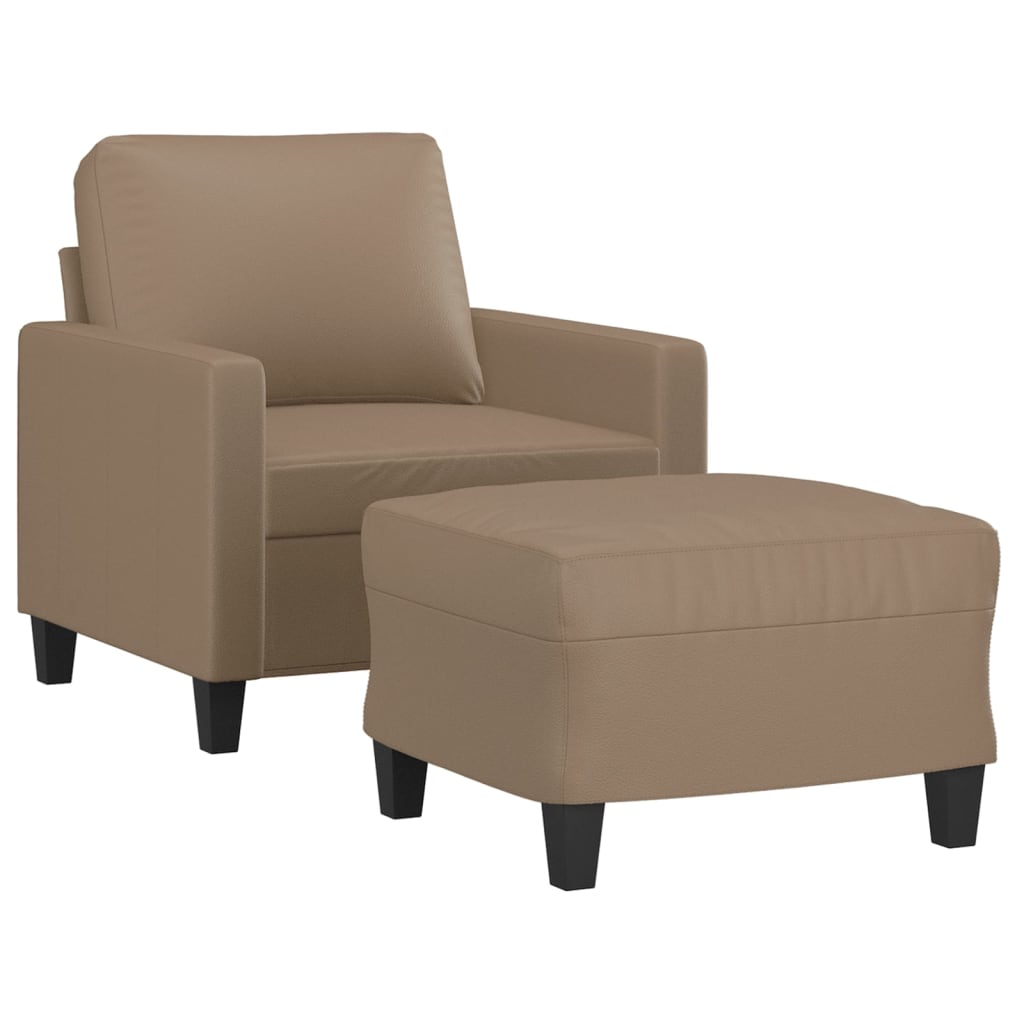 Kávészínű műbőr kanapéfotel lábtartóval 60 cm 3