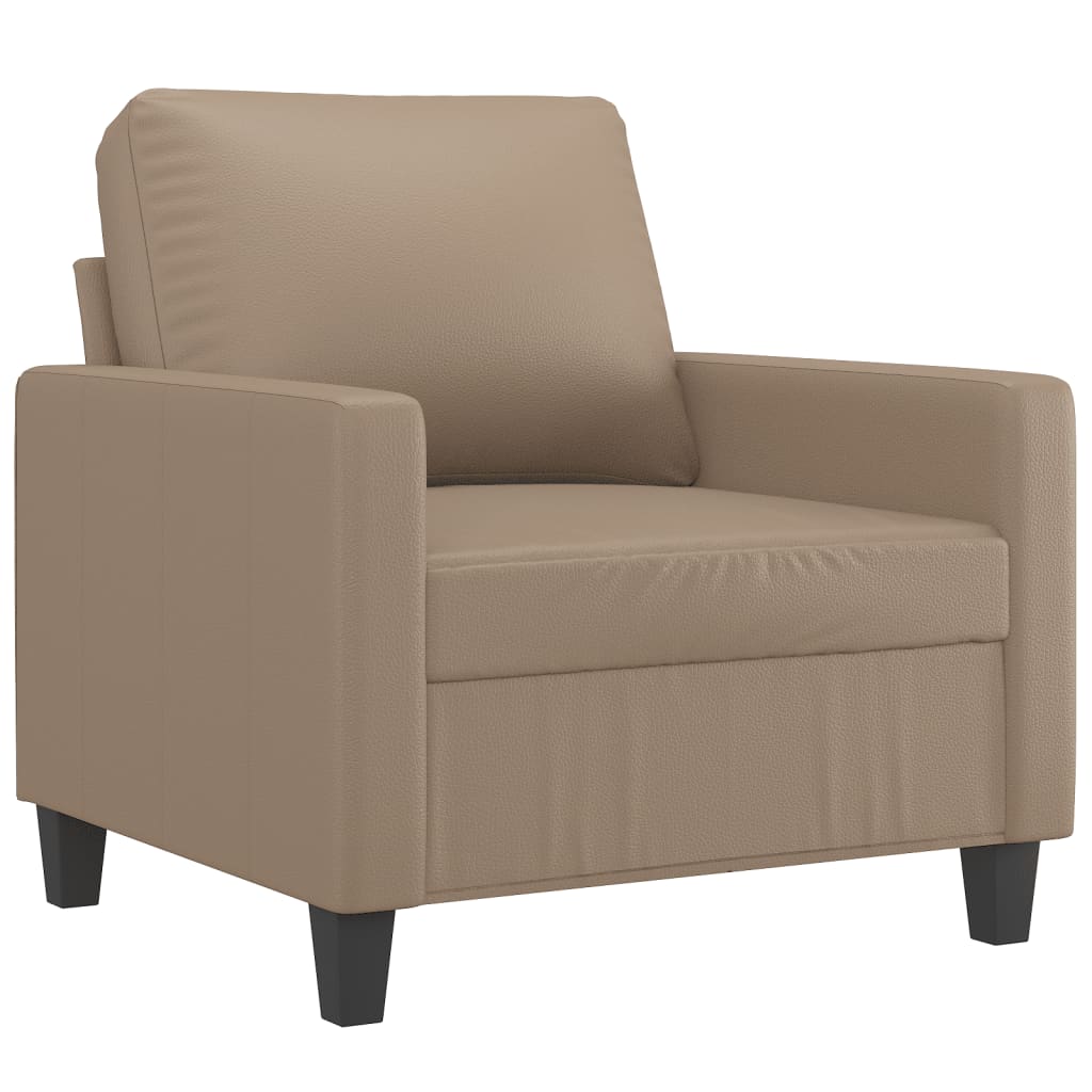 Kávészínű műbőr kanapéfotel lábtartóval 60 cm 4