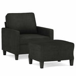 Fekete szövet kanapéfotel lábtartóval 60 cm 2