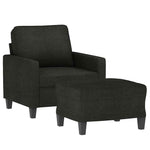 Fekete szövet kanapéfotel lábtartóval 60 cm 3