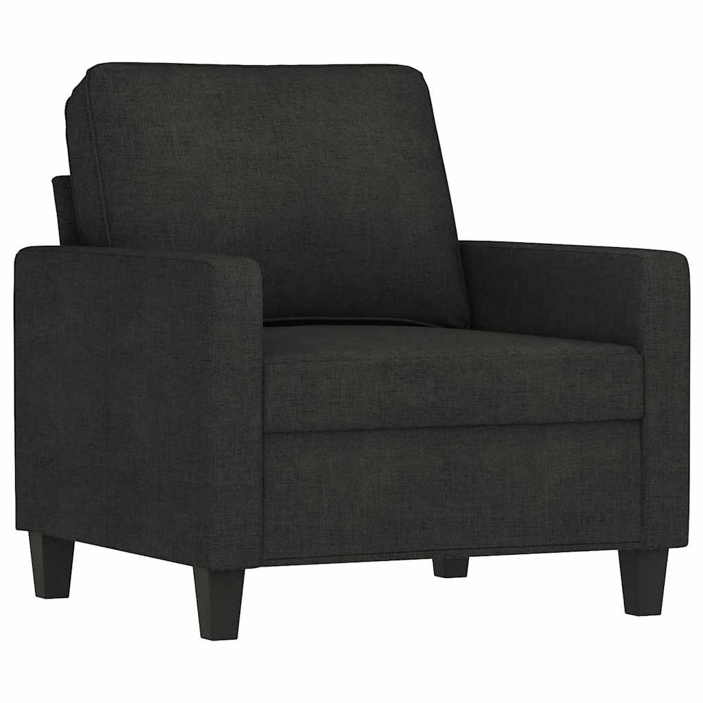 Fekete szövet kanapéfotel lábtartóval 60 cm 4