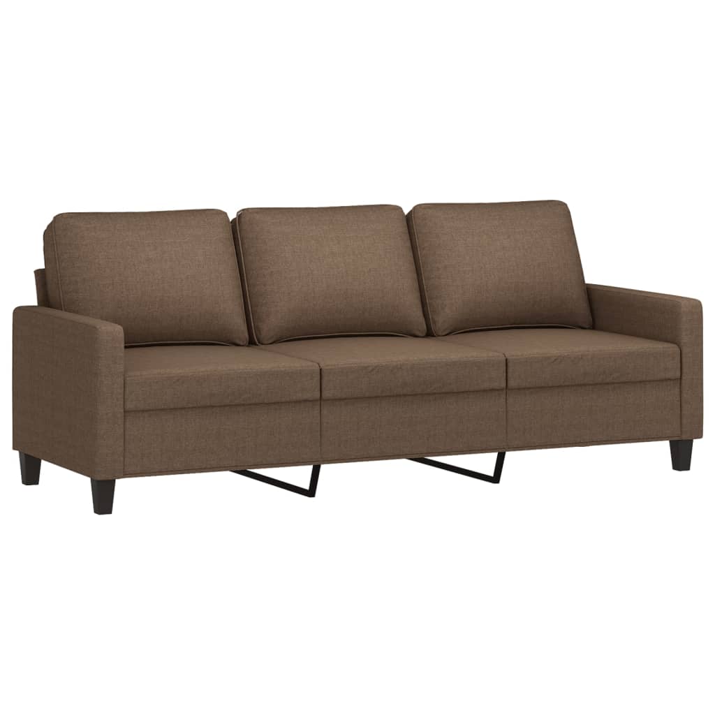 3 személyes barna szövet kanapé lábtartóval 180 cm 4
