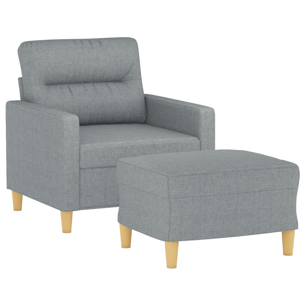 Világosszürke szövet kanapéfotel lábtartóval 60 cm 3
