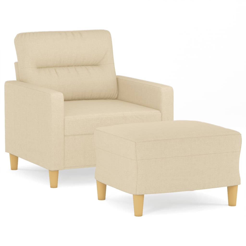 Krémszínű szövet kanapéfotel lábtartóval 60 cm 2