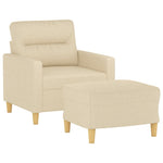 Krémszínű szövet kanapéfotel lábtartóval 60 cm 3