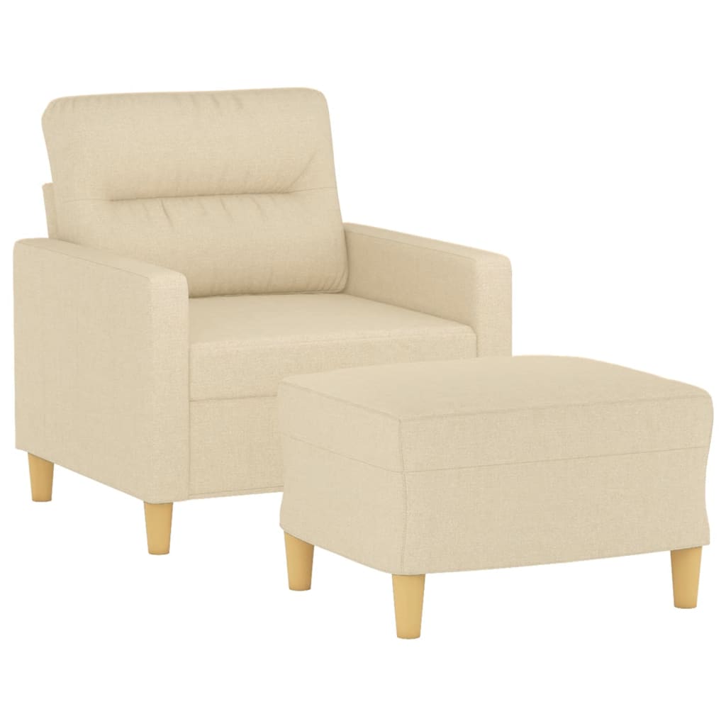 Krémszínű szövet kanapéfotel lábtartóval 60 cm 3