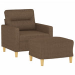 Barna szövet kanapéfotel lábtartóval 60 cm 3