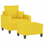 Világossárga szövet kanapéfotel lábtartóval 60 cm 3