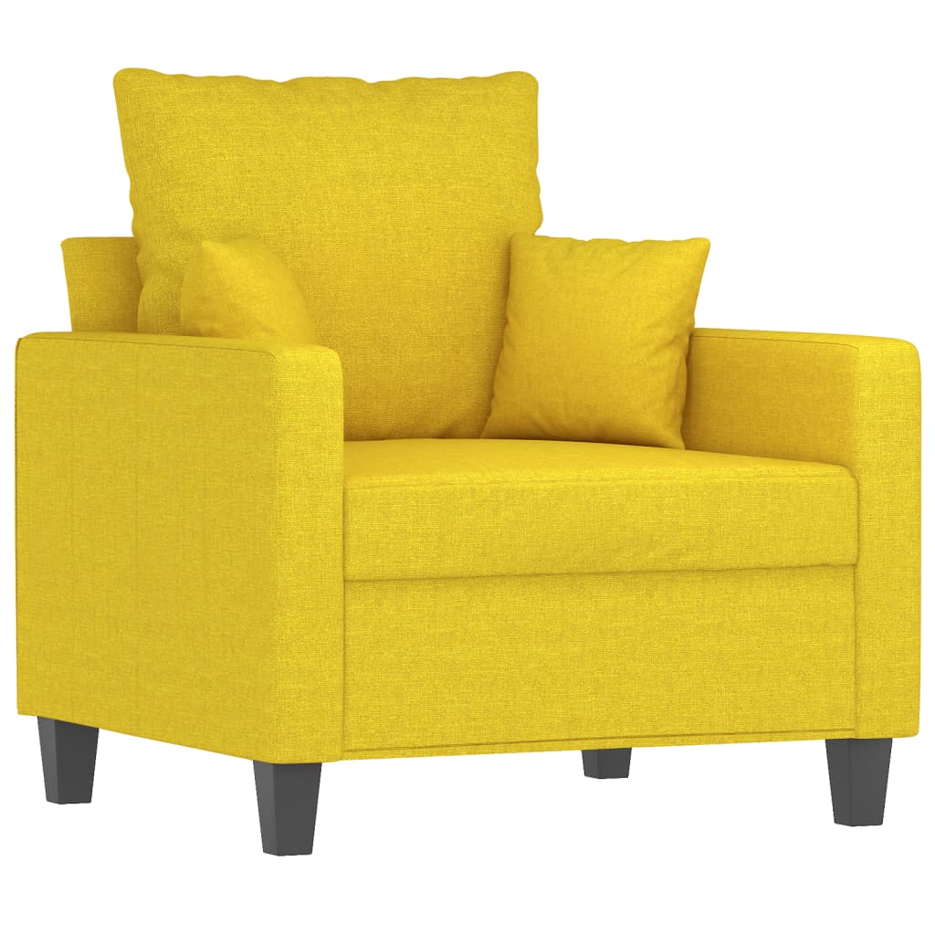Világossárga szövet kanapéfotel lábtartóval 60 cm 4