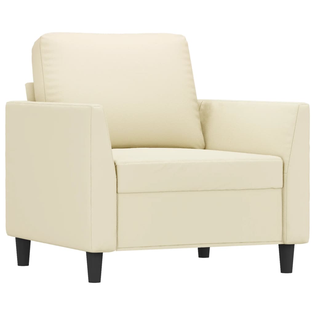 Krémszínű műbőr kanapéfotel lábtartóval 60 cm 4