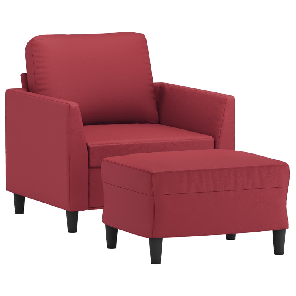 Bordó műbőr kanapéfotel lábtartóval 60 cm 3