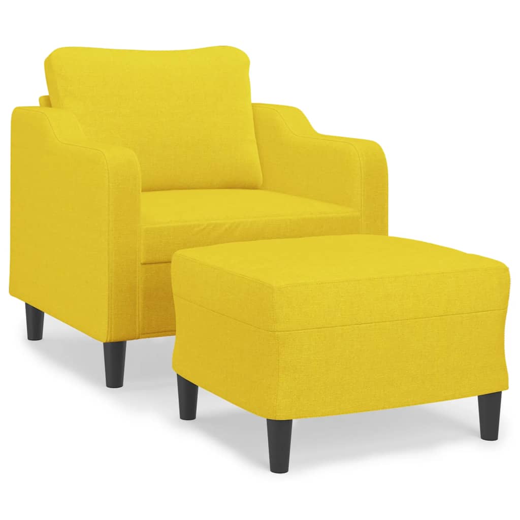 Világossárga szövet kanapéfotel lábtartóval 60 cm 2