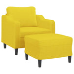 Világossárga szövet kanapéfotel lábtartóval 60 cm 3