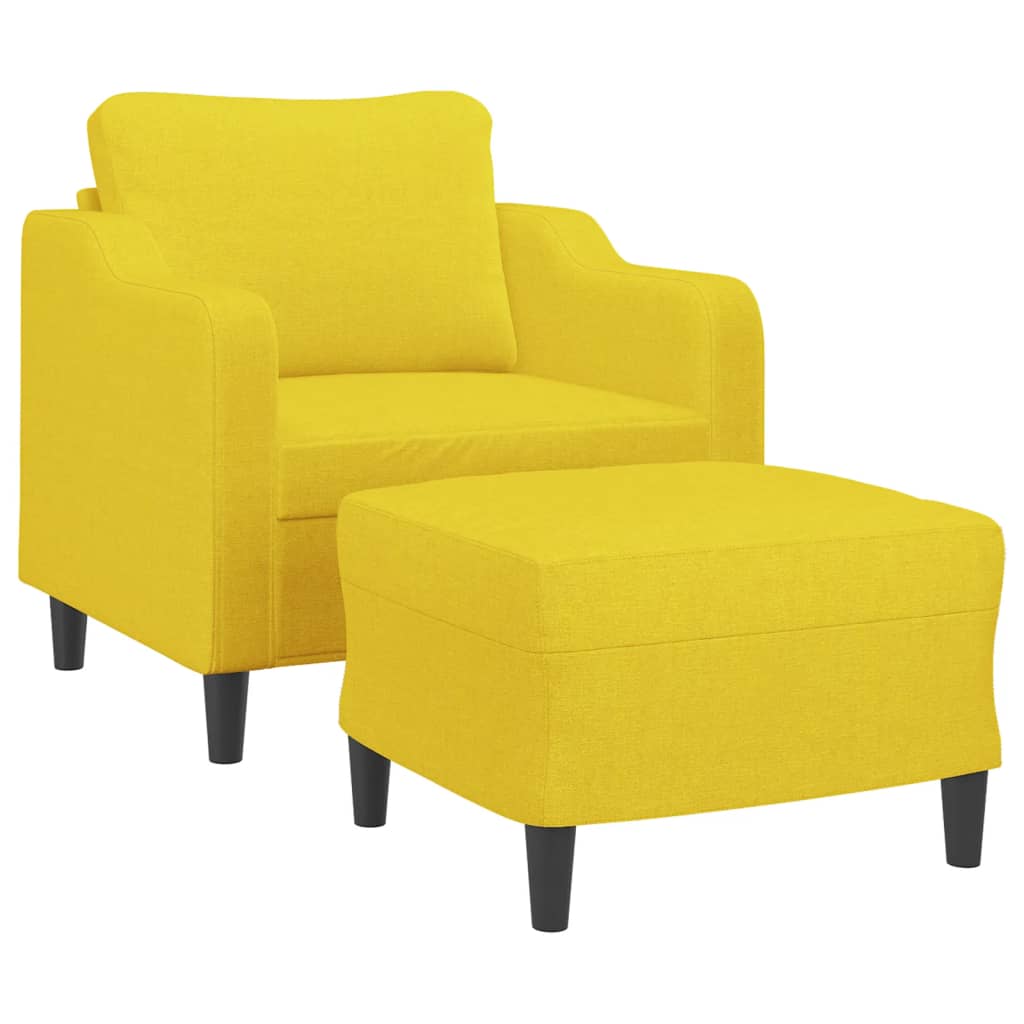 Világossárga szövet kanapéfotel lábtartóval 60 cm 3