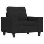 Fekete szövet kanapéfotel lábtartóval 60 cm 3