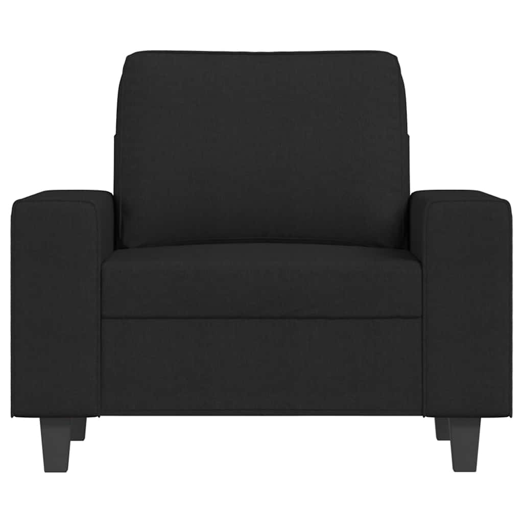 Fekete szövet kanapéfotel lábtartóval 60 cm 4
