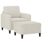 Krémszínű bársony kanapéfotel lábtartóval 60 cm 3