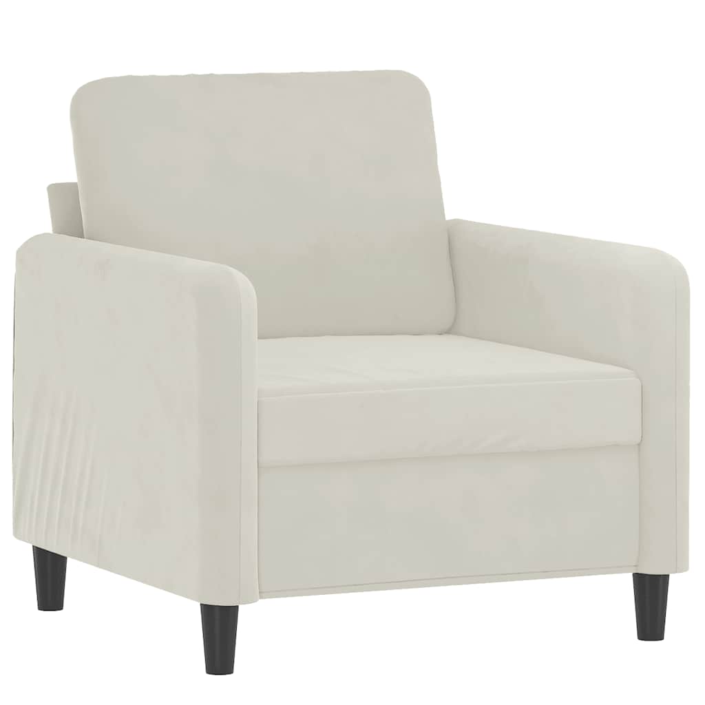 Krémszínű bársony kanapéfotel lábtartóval 60 cm 4