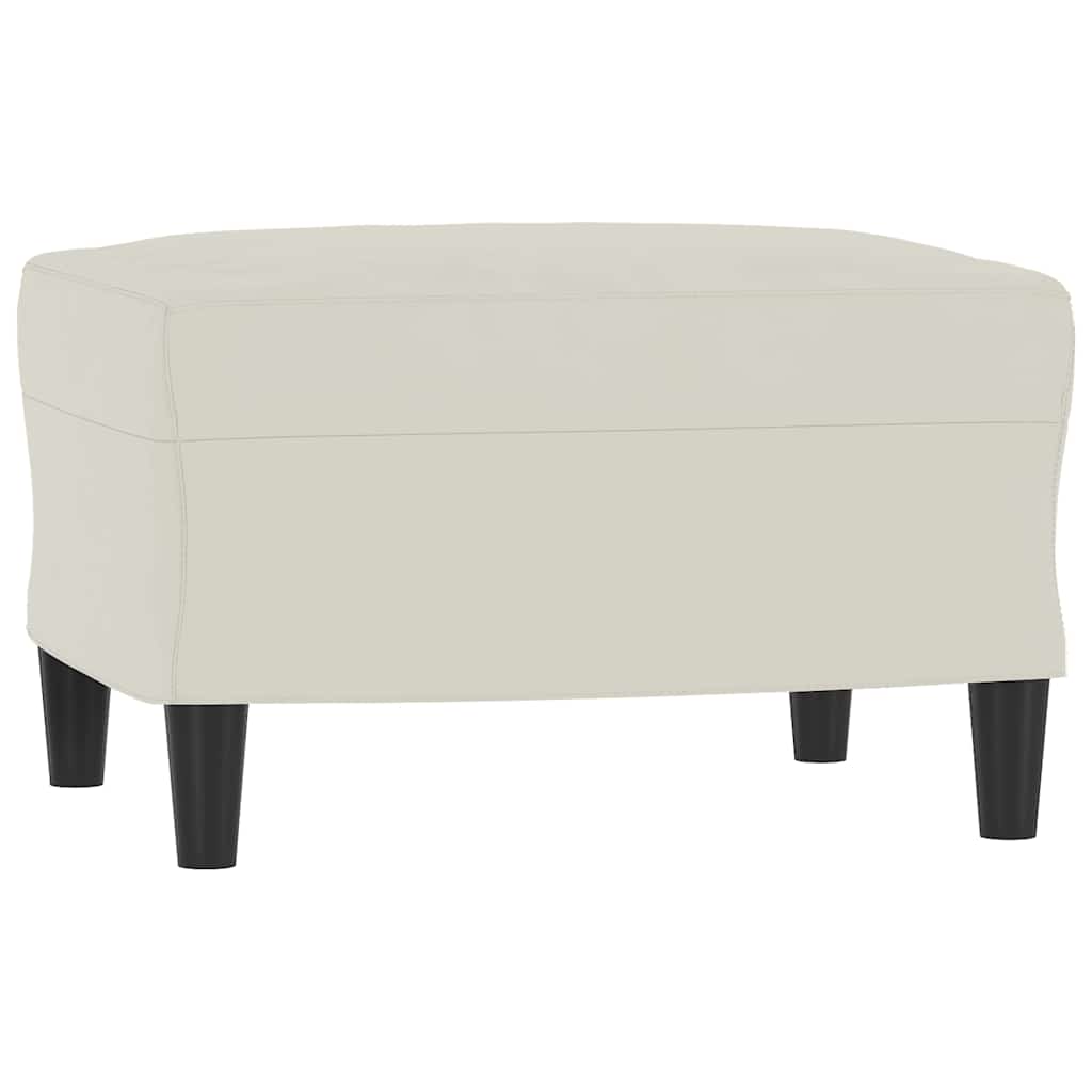 Krémszínű bársony kanapéfotel lábtartóval 60 cm 5