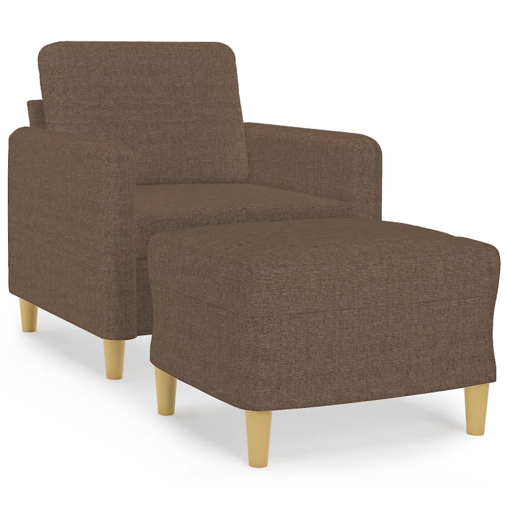 Barna szövet kanapéfotel lábtartóval 60 cm 2