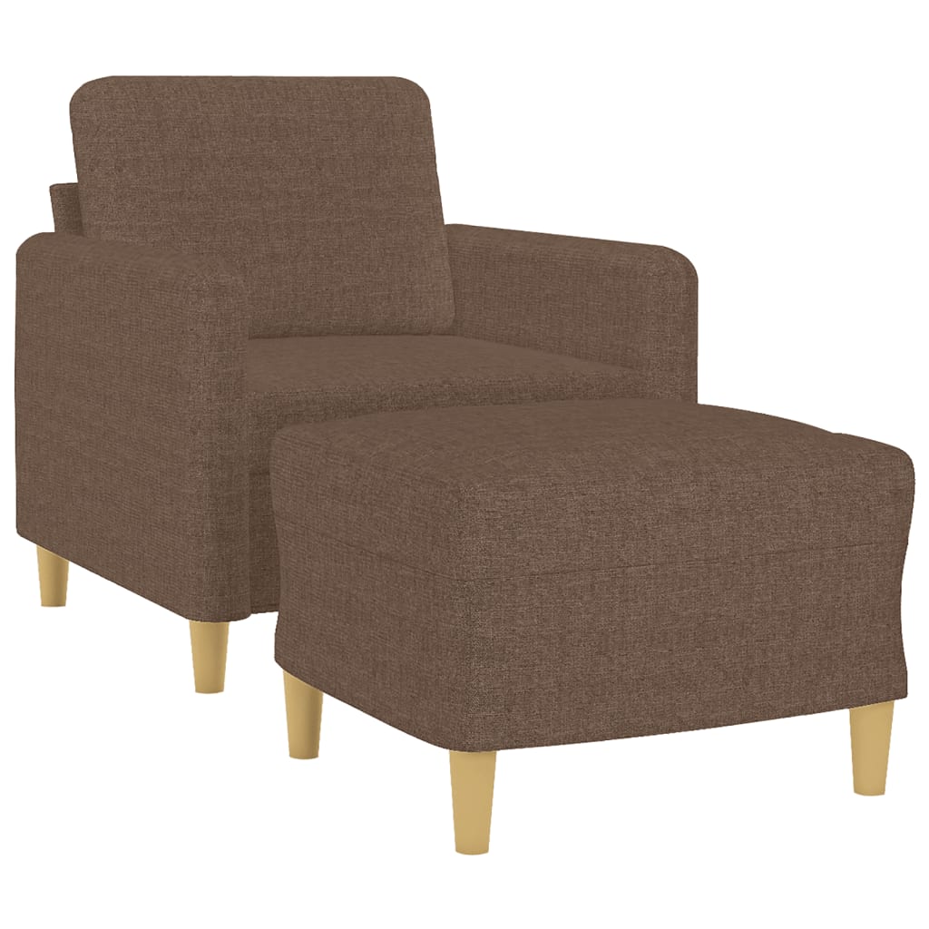 Barna szövet kanapéfotel lábtartóval 60 cm 3