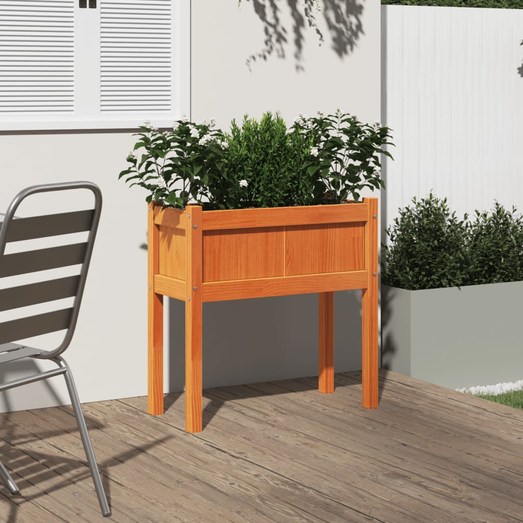 Viaszbarna tömör fenyőfa kerti virágláda 70 x 31 x 70 cm 3