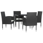 5 részes fekete polyrattan és acél kerti étkezőgarnitúra 2