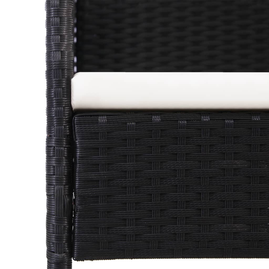 5 részes fekete polyrattan és acél kerti étkezőgarnitúra 7