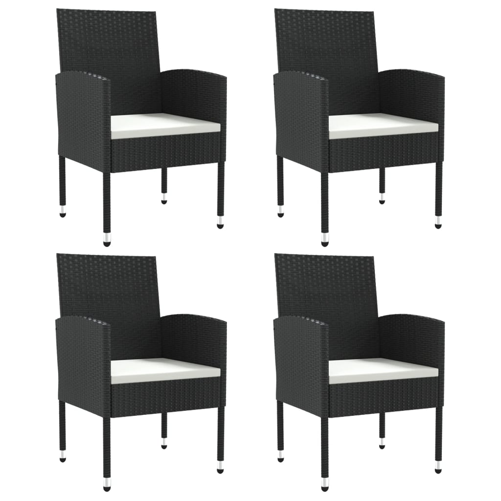 5 részes fekete polyrattan és acél kerti étkezőgarnitúra 3