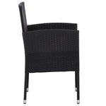 5 részes fekete polyrattan és acél kerti étkezőgarnitúra 6