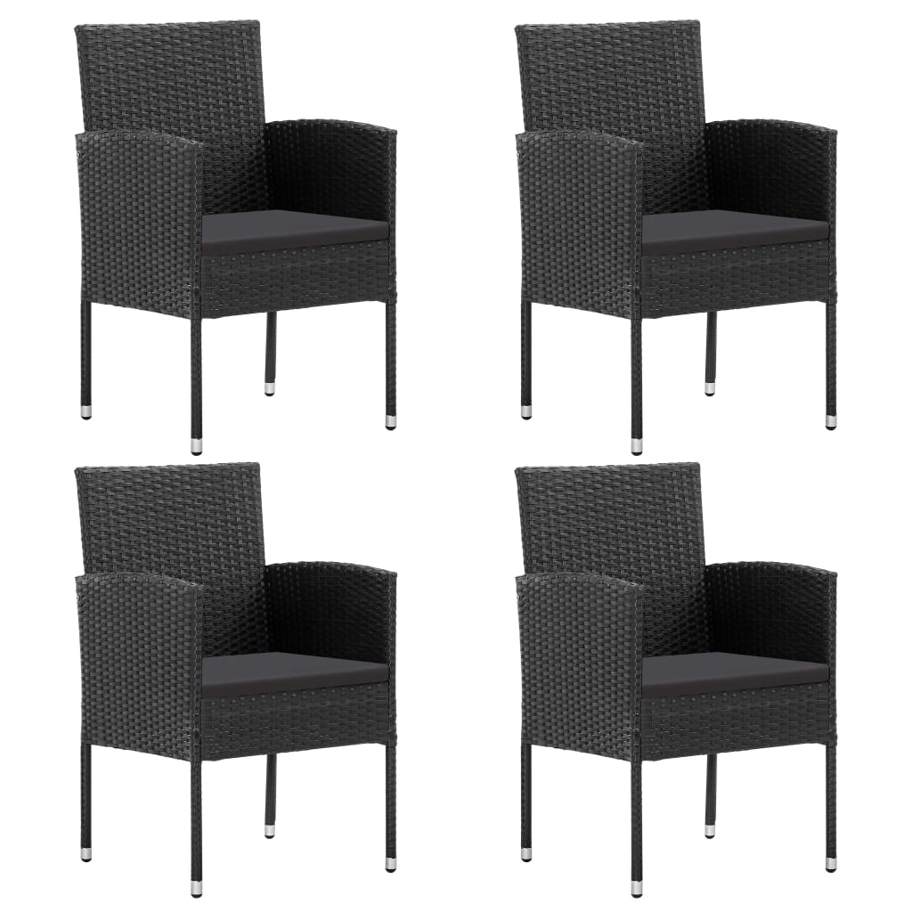 5 részes fekete polyrattan és acél kerti étkezőgarnitúra 3