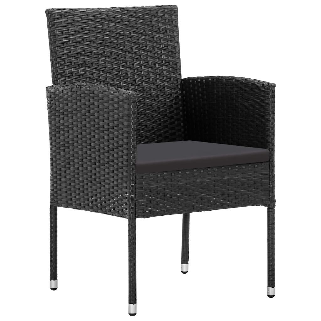 5 részes fekete polyrattan és acél kerti étkezőgarnitúra 4
