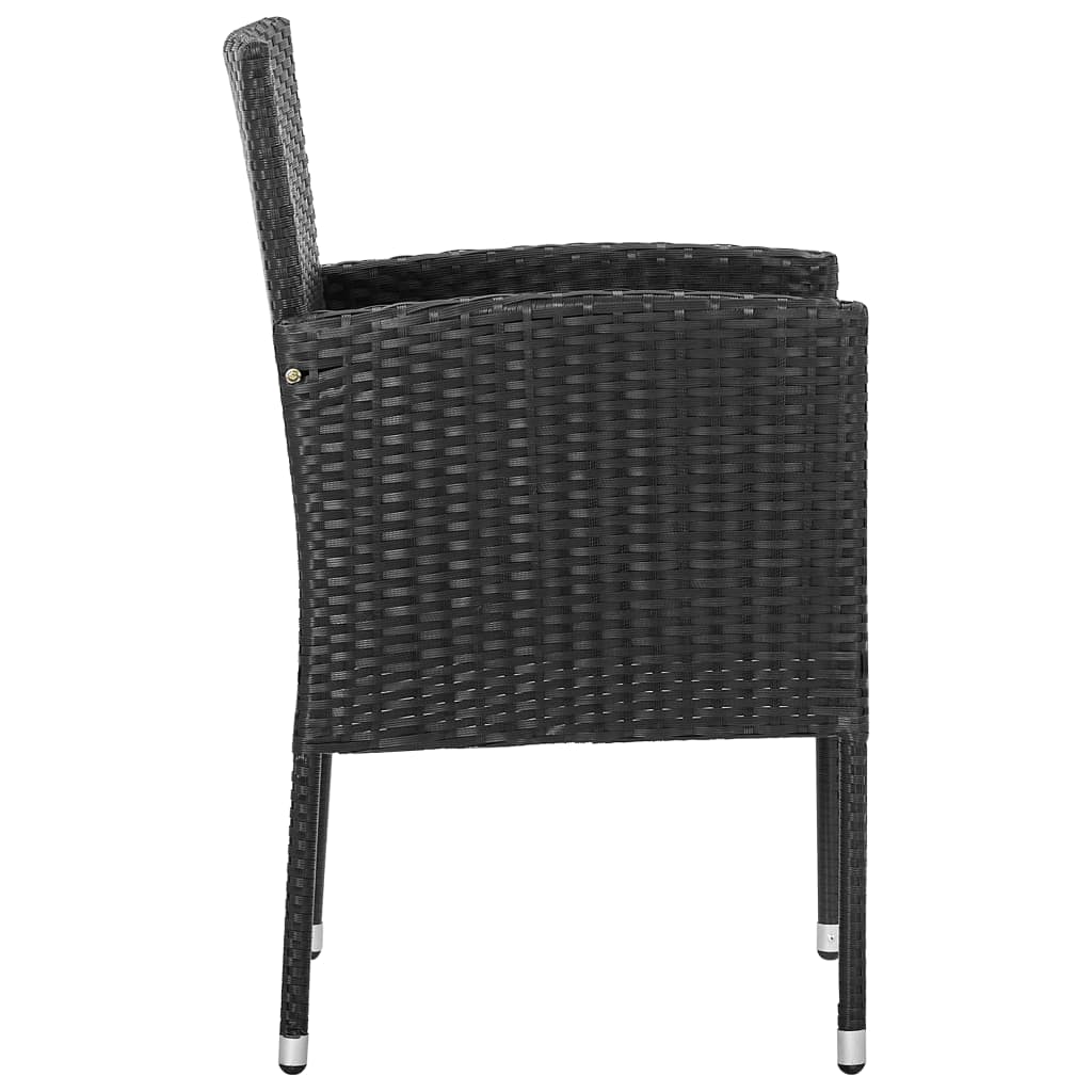 5 részes fekete polyrattan és acél kerti étkezőgarnitúra 6