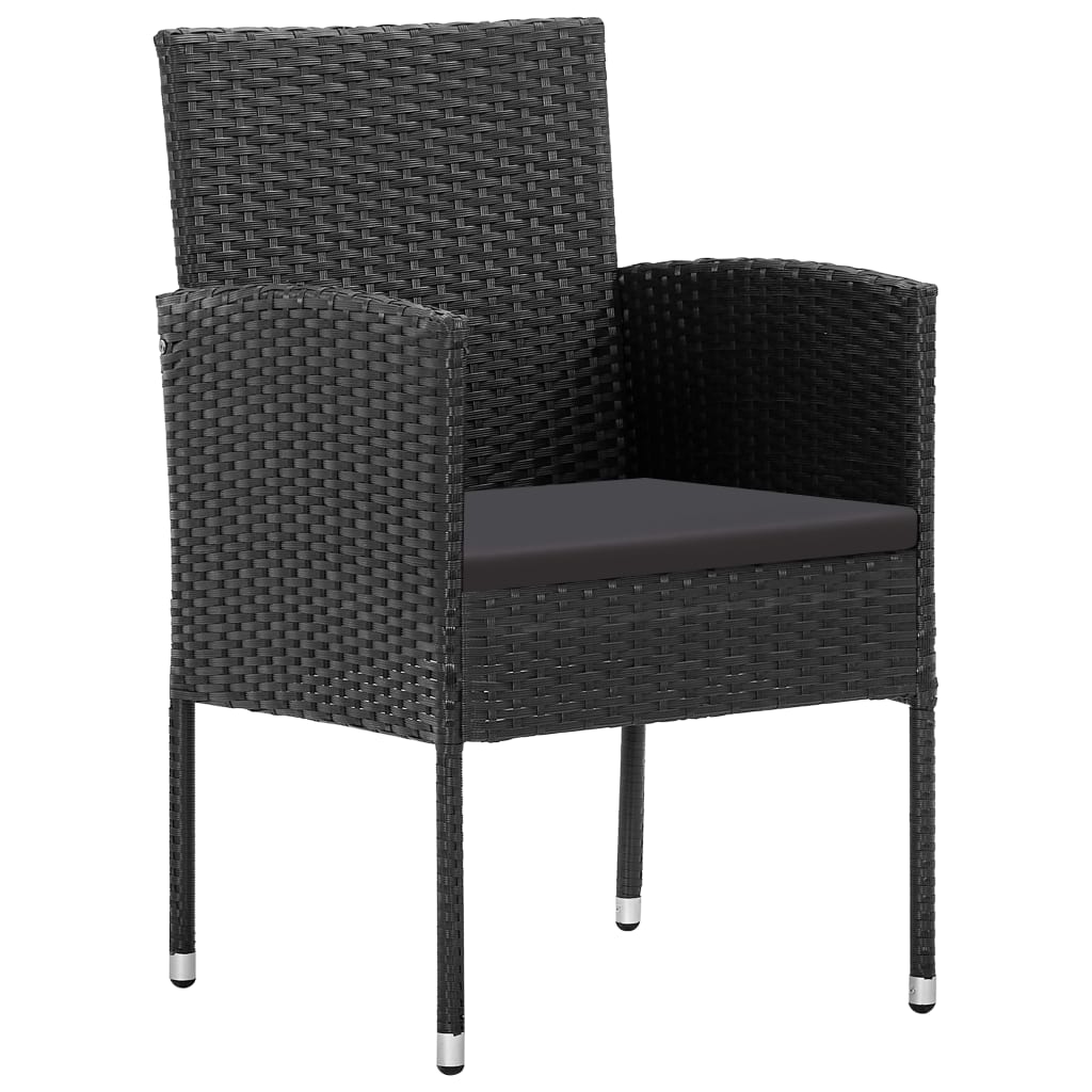 9 részes fekete polyrattan és acél kerti étkezőgarnitúra 4