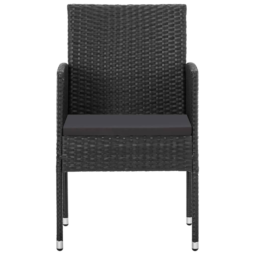 9 részes fekete polyrattan és acél kerti étkezőgarnitúra 5