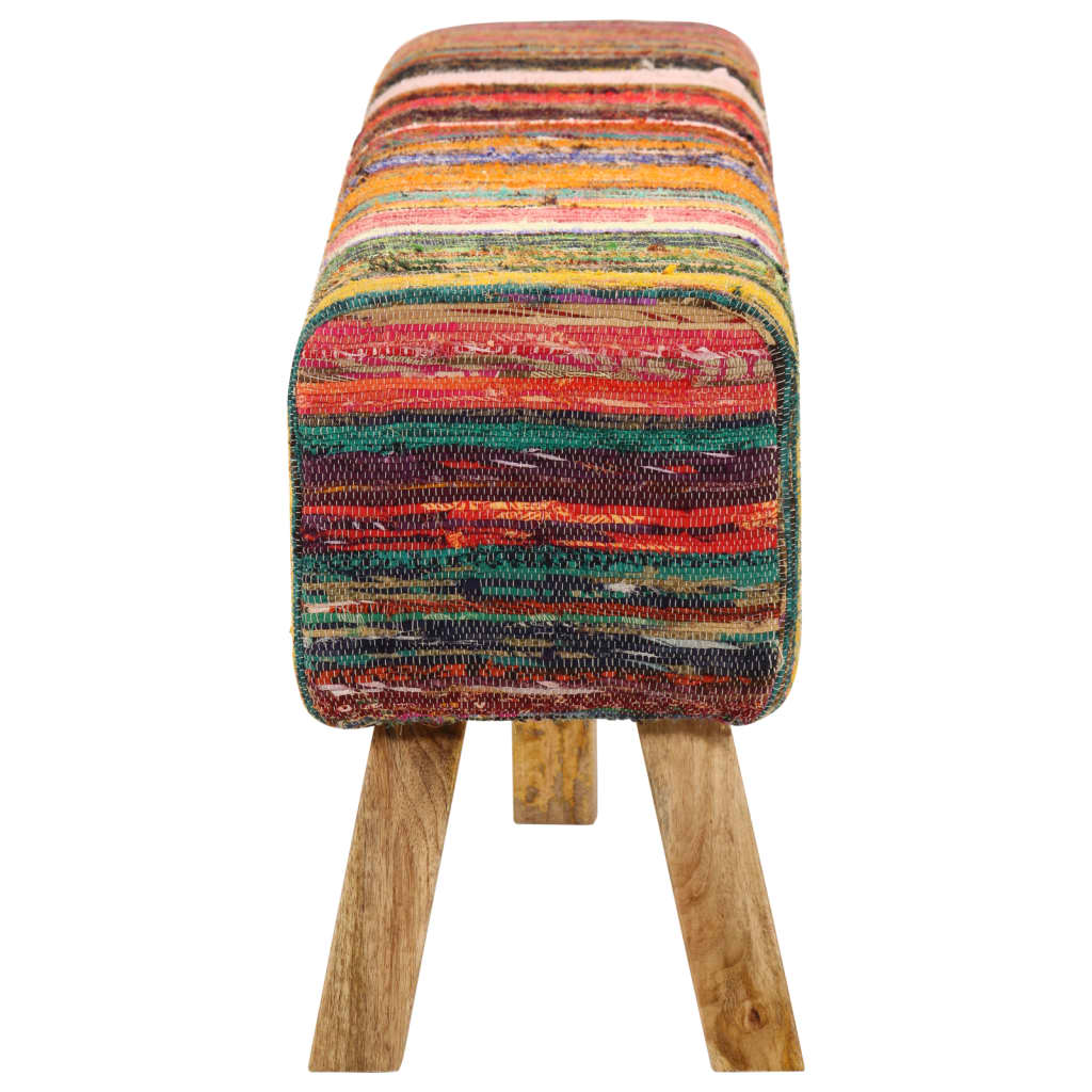 Többszínű chindi szövet és tömör mangófa pad 160 cm 3