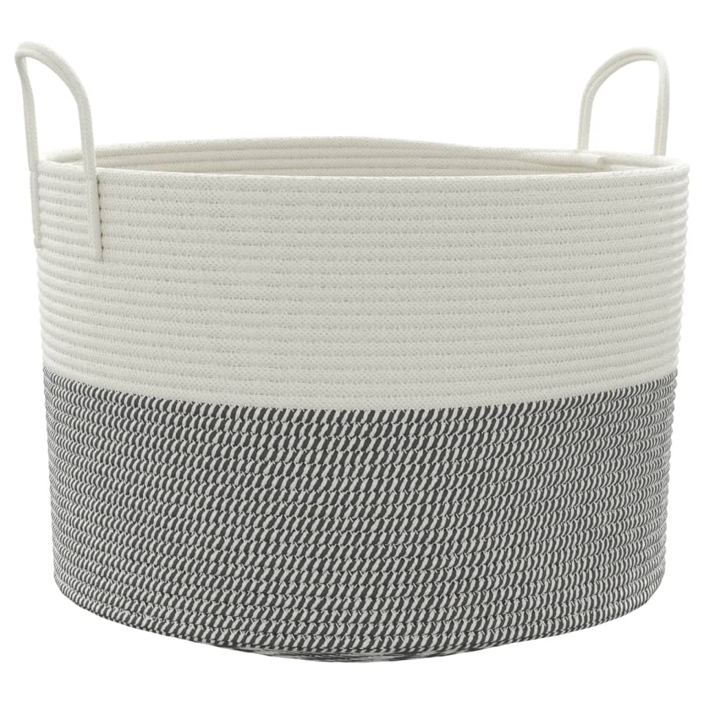 Szürke-fehér pamut tárolókosár Ø51 x 33 cm 2