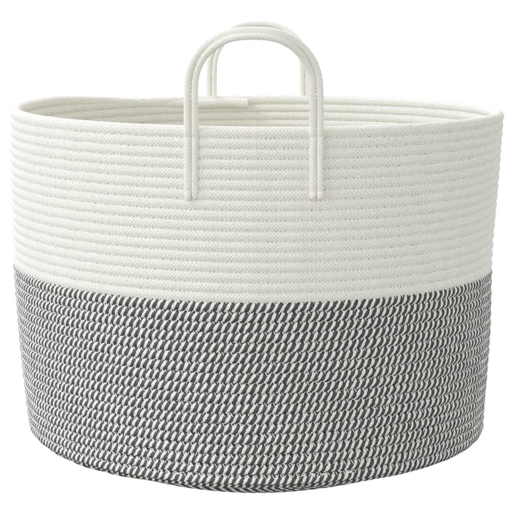Szürke-fehér pamut tárolókosár Ø51 x 33 cm 5