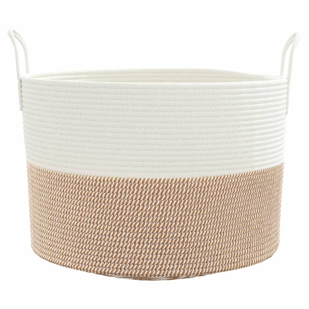 Barna-fehér pamut tárolókosár Ø51 x 33 cm 4