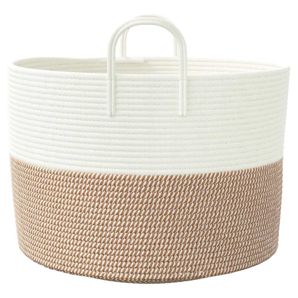 Barna-fehér pamut tárolókosár Ø51 x 33 cm 5