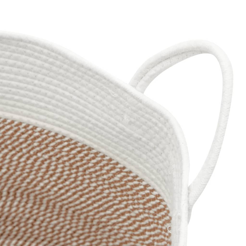 Barna-fehér pamut tárolókosár Ø51 x 33 cm 6