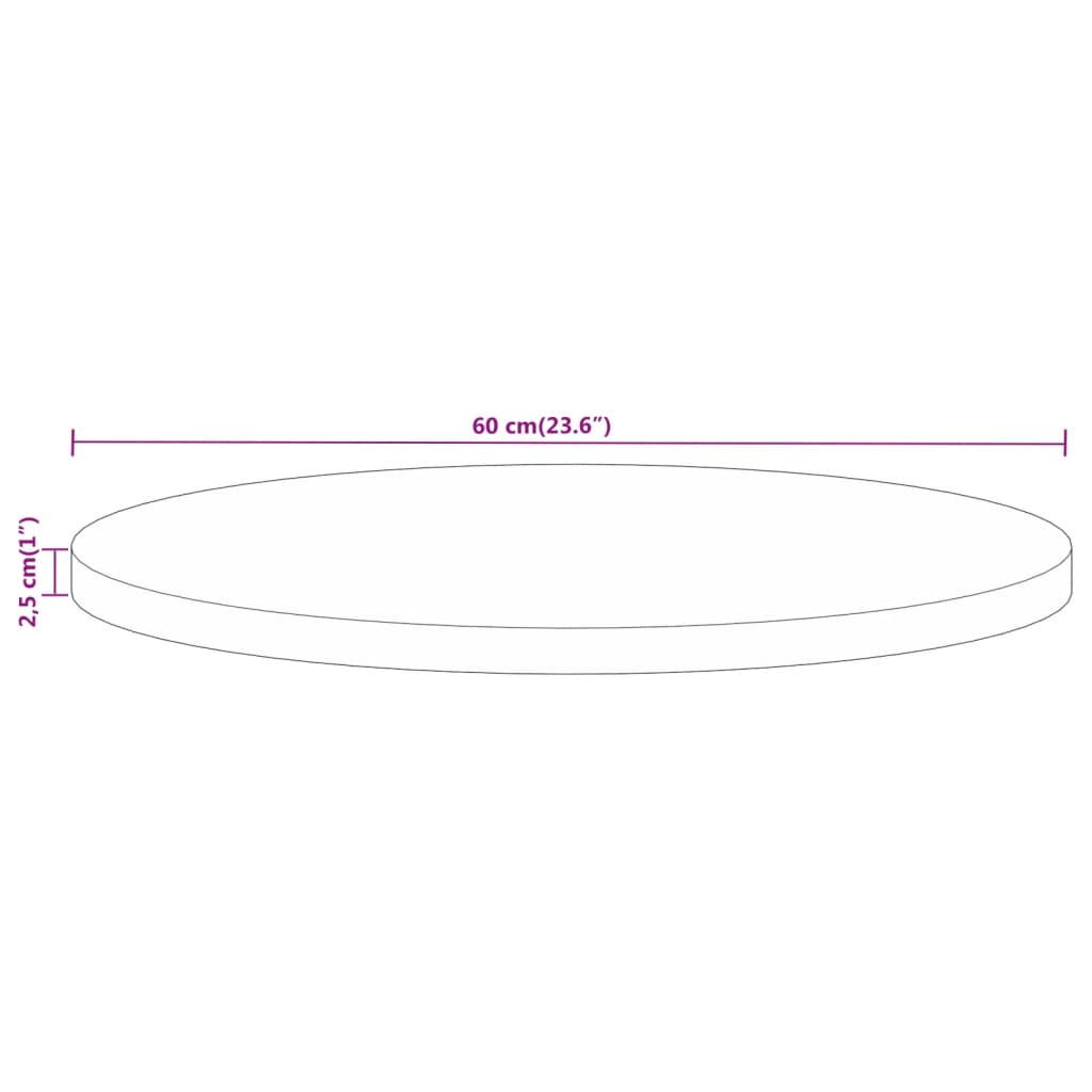 Tömör mangófa kerek asztallap Ø60 x 2,5 cm 8