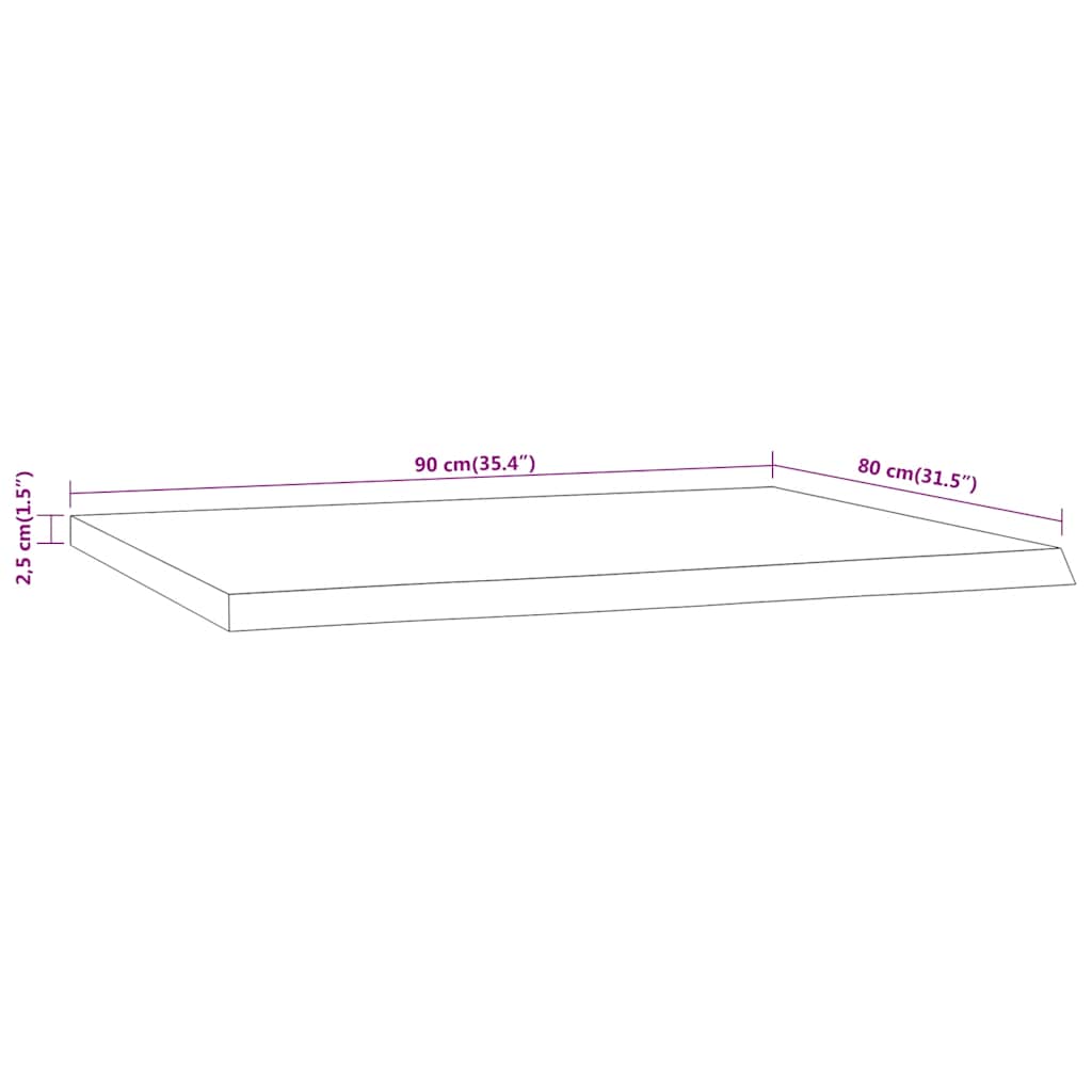 Tömör akácfa téglalap alakú asztallap 90 x 80 x 2,5 cm 8