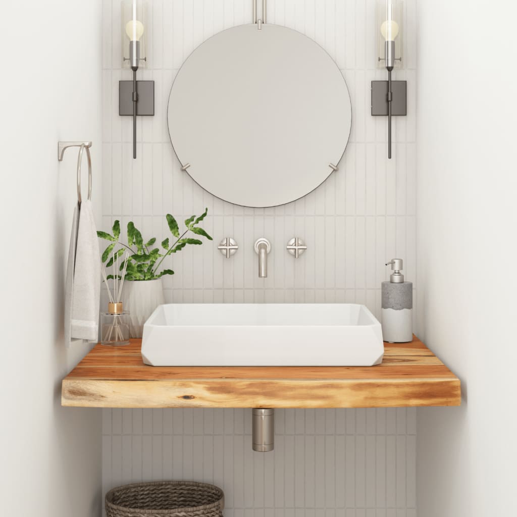Tömör akácfa téglalap alakú fürdőszobai pult 70 x 60 x 3,8 cm