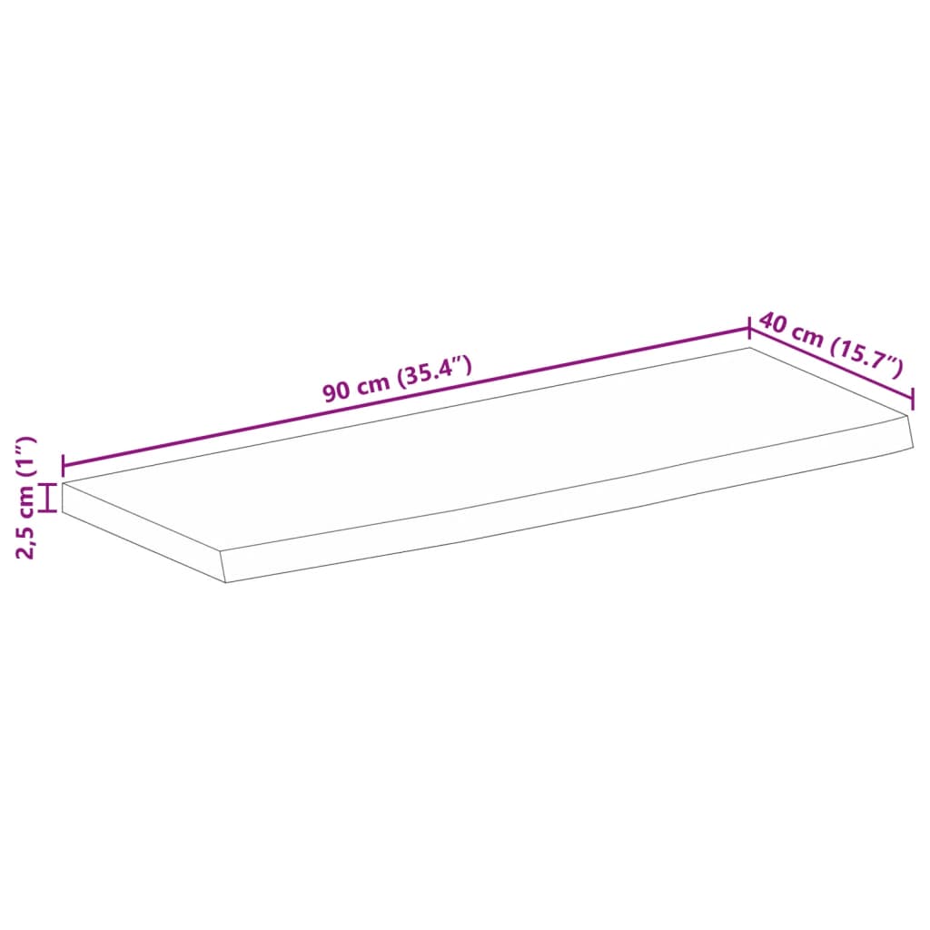 Tömör nyers mangófa természetes élű asztallap 90 x 40 x 2,5 cm 9