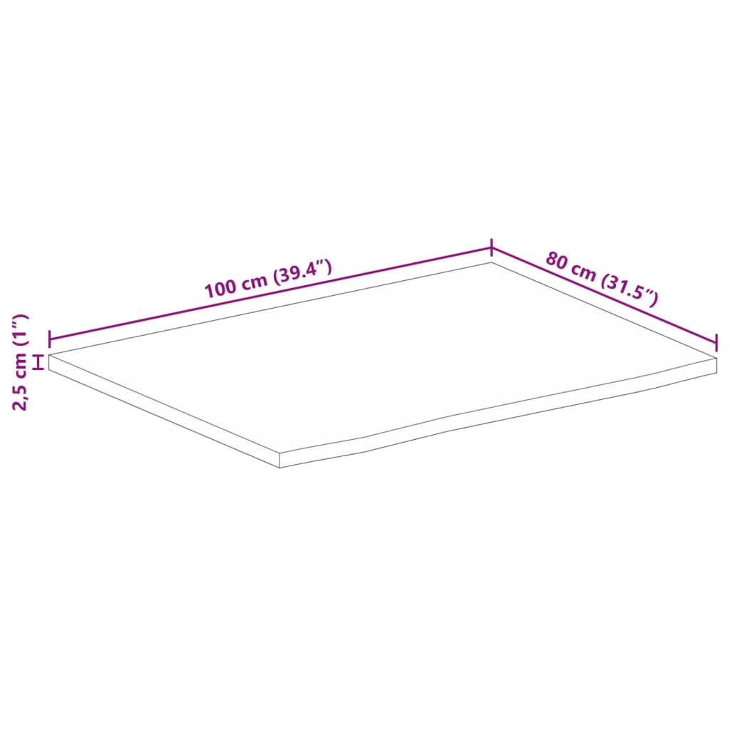 Tömör nyers mangófa természetes élű asztallap 100 x 80 x 2,5 cm 9